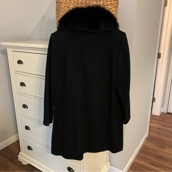 Caruana Wool Coat with Fox Fur Collar, Fabric by Loro Piana Mid Length Size 12 - Picture 5 of 15